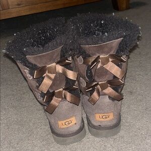 UGG Brown Suede Boots with Bows